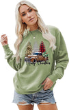 Women Merry Christmas Sweatshirt Christmas Tree Car Shirt