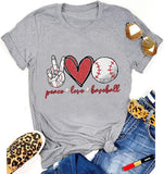 Baseball-Shirt für Damen, Motiv: Peace Love