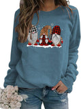 Women Long Sleeve Buffalo Plaid & Leopard Santa Sweatshirt Christmas Santa Sweatshirt