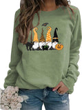 Women Black Cat Gnome Pumpkin Bat Halloween Costume Sweatshirt