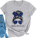 Women Dog Mom Life T-Shirt Cute Graphic Shirt for Dog Lovers