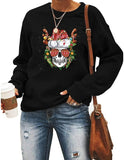 Skull Mom Santa Christmas Sweatshirt Women Long Sleeve Graphic Shirt