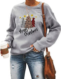 Women Buffalo Plaid Christmas Sweatshirt Merry Christmas Tree Clothing