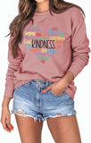 Damen Sweatshirt mit Aufschrift „Kindheit, Liebe, Herz“, langärmelig