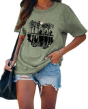 Women Campus T-Shirt Green Years Good Times Tee Tops