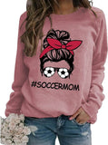 Women Soccer Messy Bun Graphic Sweatshirt Soccermom Shirt