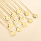 Gold Plated Constellation Pendant Necklace Horoscope Zodiac Sign Coin Charms with Adjustable