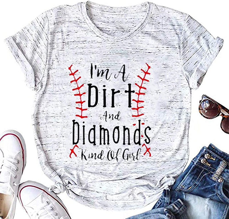 Women I’m A Dirt & Diamonds Kind of Girl T-Shirt Baseball Shirt