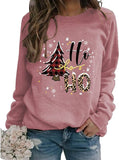 Women Ho Ho Ho Christmas Sweatshirt Christmas Tree Snowflake Graphic Shirt