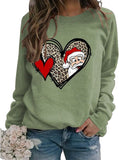 Women Buffalo Plaid Love Heart Santa Christmas Graphic Sweatshirt