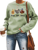 Sweatshirt mit Aufschrift „Peace Love Turkey“ für Damen, Thanksgiving-Grafik, Kleidungsshirt