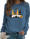 Women Black Cat Gnome Pumpkin Bat Halloween Costume Sweatshirt