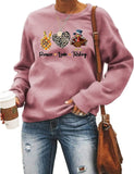 Sweatshirt mit Aufschrift „Peace Love Turkey“ für Damen, Thanksgiving-Grafik, Kleidungsshirt