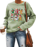 Women Santa Squad Snowman Girl with Bow Deer Sweatshirt Christmas Shirt