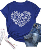 Valentine's Day Tees Women Love Heart Graphic Shirt