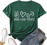 Women Peace Love Fitness Shirt Fitness Shirts