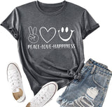 Femmes paix amour bonheur T-Shirt bonheur T-Shirt femme chemise graphique