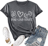 Women Peace Love Fitness Shirt Fitness Shirts