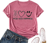 Femmes paix amour bonheur T-Shirt bonheur T-Shirt femme chemise graphique