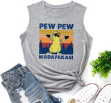Women Pew Pew Madafakas Tank Funny Pew Pew Cat Shirt