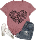 Valentine's Day Tees Women Love Heart Graphic Shirt