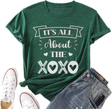 Valentines Day Shirts Women It's All About The Love Heart Tee Tops