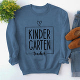Round Neck Top Long Sleeve KINDER GARTEN Print Loose Sweatshirt