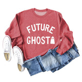 SPOT FUTURE GHOST GHOST LETTER LOOSE LONG SLEEVES PLUS SIZE SWEATSHIRT WOMAN