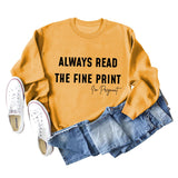 Always Read Women's Crewneck Long-sleeved Sweatshirts Carefully