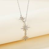Nehzus JewelryTemperament Versatile Octagonal Star Tassel Inlaid Zircon Copper Clavicle Chain Tide