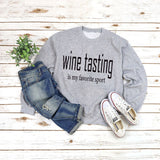 Round Neck Tops Long Sleeve WINE Tasting Print Loose Sweatshirt