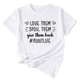 Lässiges T-Shirt mit Rundhalsausschnitt und kurzen Ärmeln mit Buchstabendruck von Love Them Spool