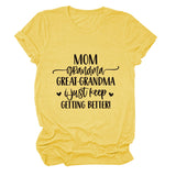 MAMAN GRAND-MÈRE GRANDE MODE LETTRE CREWNECK T-SHIRT À MANCHES COURTES FEMME-Shirt