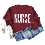 Cardiac Nurse Lettering Loose Crewneck Underneath Long-sleeved Sweatshirt