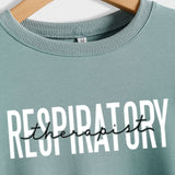 Respiratory Thermopist Letter Round Neck Long Sleeve Sweater