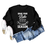 GRAB YOUR BALLS ITS Letters Loose Plus Size Long-sleeved Sweater Women
