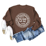 You Know Fall Shit Crew Neck Letter Loose Long Sleeve Plus Size Sweater