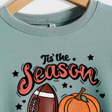 Tis' The Season Pumpkin Letters Halloween Loose Round Neck Long Sleeve Sweater Women
