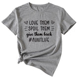 Lässiges T-Shirt mit Rundhalsausschnitt und kurzen Ärmeln mit Buchstabendruck von Love Them Spool