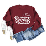 Volleyball Vibes Volleyball Alphabet Print Fashion Backing Long Sleeve Oversize Sweatshirt