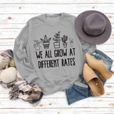 Round Neck Letter Ladies Long Sleeve WE ALL GROW Printed Loose Sweater