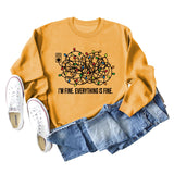 I'M FINE EVERYTHING Letters Round Neck Light Band Long-sleeved Sweater Women
