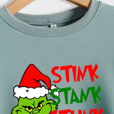 STINK STANK STUN UNDERNEATH CREWNECK PRINT LETTERED LONG-SLEEVED SWEATSHIRT