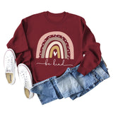 Be Kind Rainbow Print Round Neck Long Sleeve Women's Large Sweater