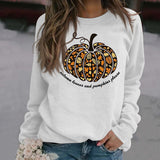 Autumn Leaves Letters Round Neck Pumpkin Halloween Long-sleeved Sweater Women