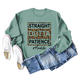 STRAIGHT OUTTA PATIENCE Leopard Print Letters Round Neck Long-sleeved Sweater Women
