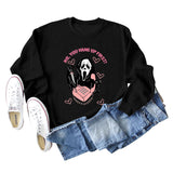NO YOU HANG UP FIRST Heart Letter Print Women's Sweatshirt Round Neck Long Sleeve