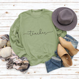 Teacher Letter Loose Bottom Casual Long-sleeved Plus-size Sweatshirt