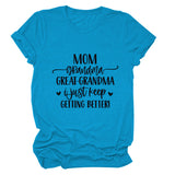 MAMAN GRAND-MÈRE GRANDE MODE LETTRE CREWNECK T-SHIRT À MANCHES COURTES FEMME-Shirt