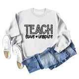 TEACH LOVE INSPIRE Letter Leopard Fall/Winter Leisure Long Sleeve Ladies Large Size Sweater